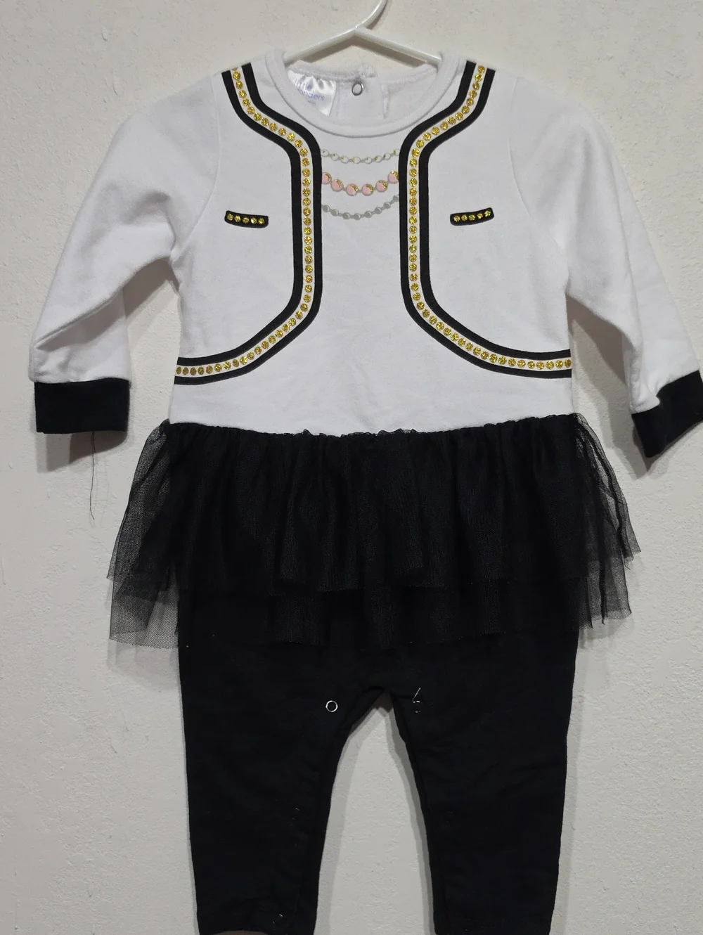 Little Wonders White and Black Tutu Bodysuit